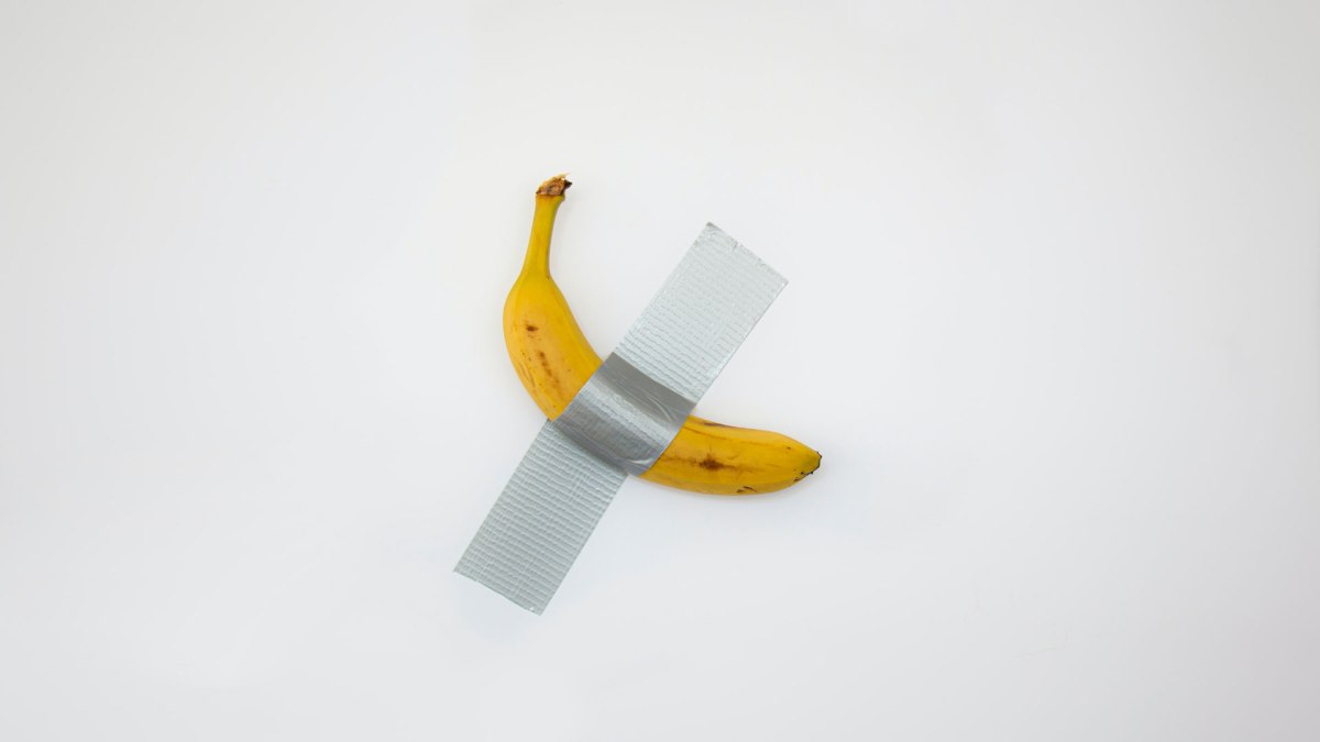 La famosa "Banana", opera di Cattelan